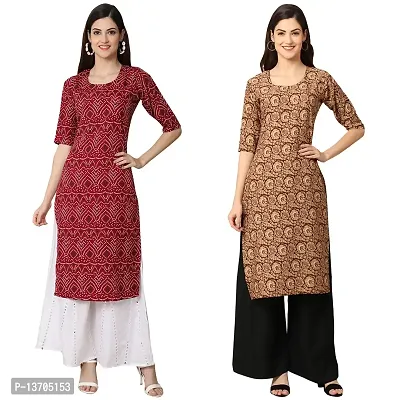 Stylish Crepe Digital Printed Kurta For Women- Pack Of 2