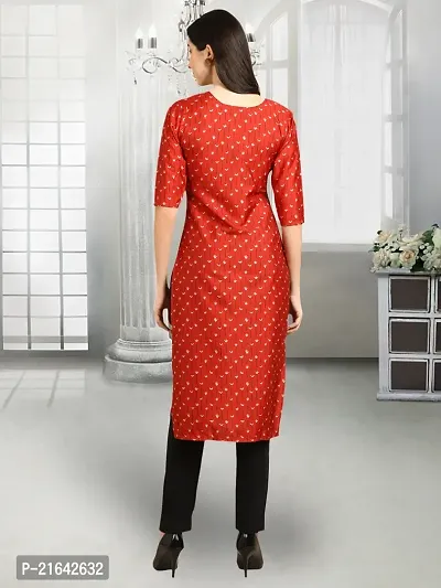 Stylish Red Crepe Stitched Kurta For Women-thumb4