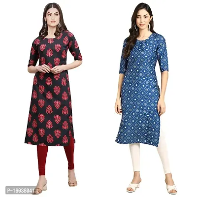 Multicoloured Crepe Printed Kurtas For Women