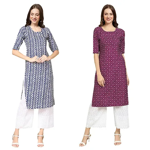 Straight Crepe Kurta Pack Of 2