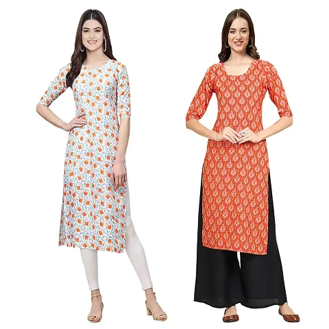 Stylish Digital Woman Crepe Kurtis Pack of 2