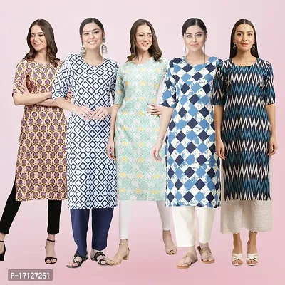 Women Stylish Crepe Printed Straight Kurta-thumb0