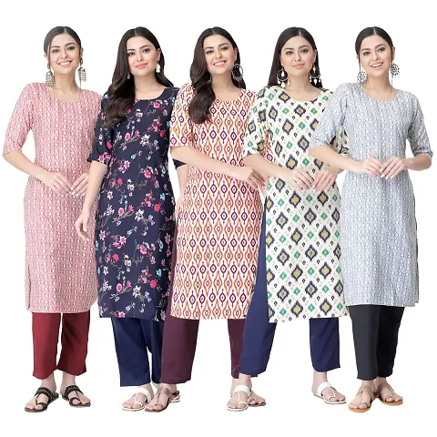 Crepe Combo Printed Kurtis For Women Pack Of 5 Vol 7