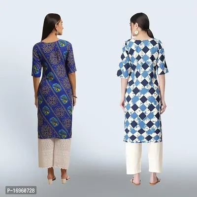 Women Stylish Crepe Ethnic Motif Casual Straight Kurta-thumb2