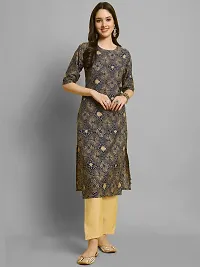 Stylish Crepe Printed Straight Kurta With Pant Set For Women-thumb1