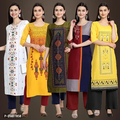 Fancy Crepe Kurtis For Women Pack Of 5-thumb0