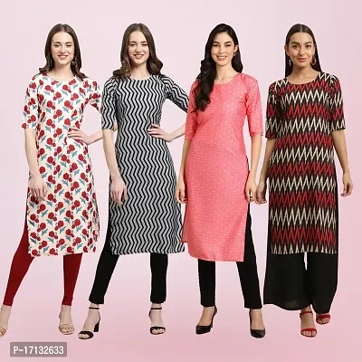 Women Stylish Crepe Printed Straight Kurta