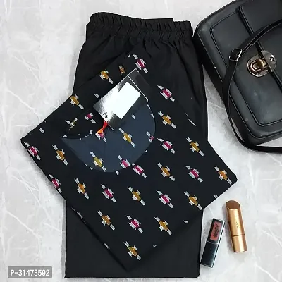 Stylish Black Crepe Printed Kurta Bottom Set For Women