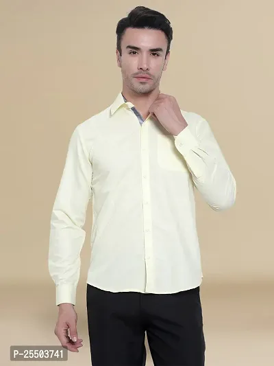 Reliable Yellow Cotton Solid Long Sleeves Formal Shirt For Men-thumb4