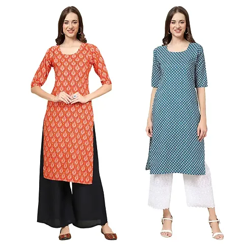 Stylish Digital Woman Crepe Kurtis Pack of 2