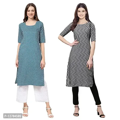 Stylish Crepe Digital Printed Kurta For Women- Pack Of 2