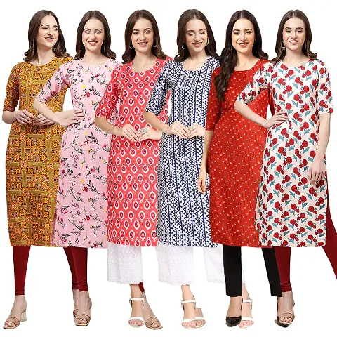 Stylish Crepe Printed Kurti - Pack of 6