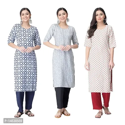 New Crepe Combo Printed Kurtis For Women Pack Of 3