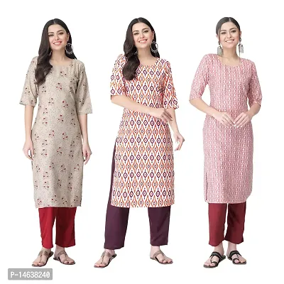 New Crepe Combo Printed Kurtis For Women Pack Of 3