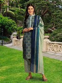 Fancy Cotton Blend Kurta Bottom And Dupatta Set For Women-thumb1