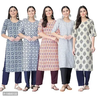 New Crepe Printed Kurtis Combo For Women Pack Of 5-thumb0