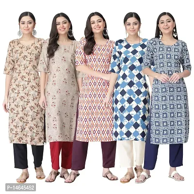 New Crepe Printed Kurtis Combo For Women Pack Of 5