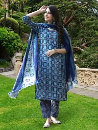 Fancy Cotton Blend Kurta Bottom And Dupatta Set For Women-thumb2