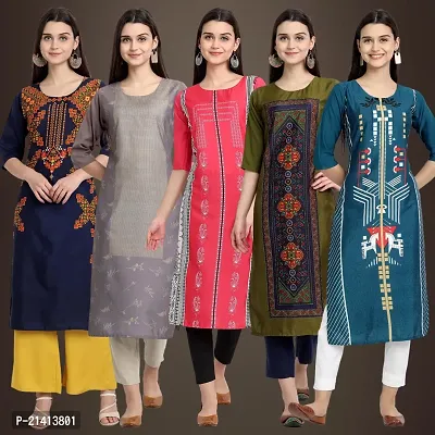 Fancy Crepe Kurtis For Women Pack Of 5-thumb0