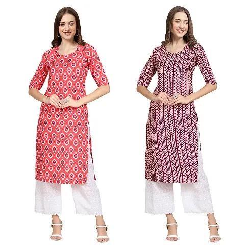 Stylish Digital Woman Crepe Kurtis Pack of 2