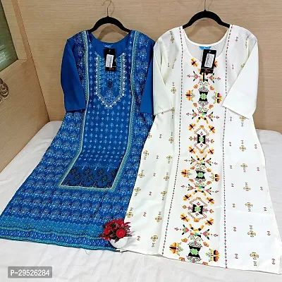 Stylish Multicoloured Crepe Stitched Kurta For Women Combo Of 2