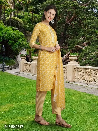 Fancy Cotton Blend Kurta Bottom And Dupatta Set For Women-thumb5