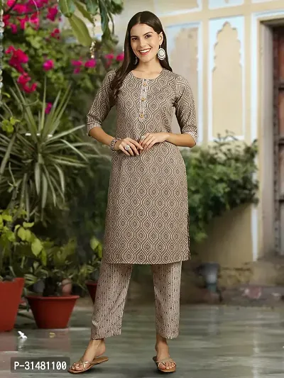 Stylish Cotton Blend Printed Kurta With Pant And Dupatta Set For Women-thumb4