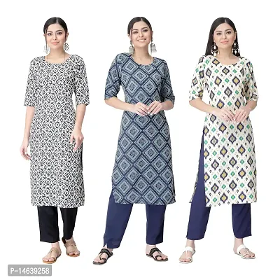 New Crepe Combo Printed Kurtis For Women Pack Of 3