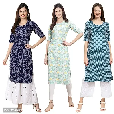 Stylish Multicoloured Crepe Stitched Kurta For Women Pack of 3