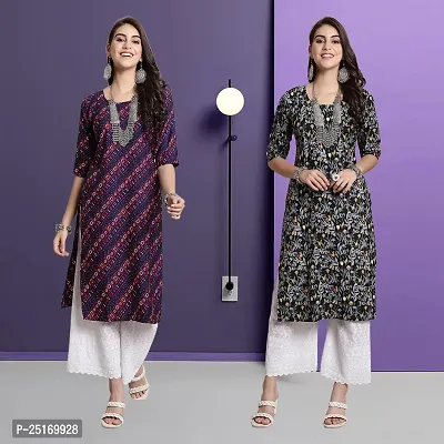 Fancy Crepe Kurtas For Women Pack Of 2-thumb0