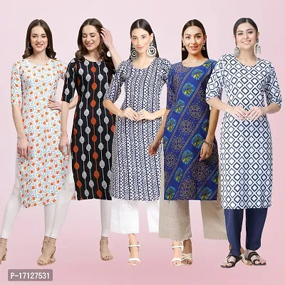 Women Stylish Crepe Printed Straight Kurta