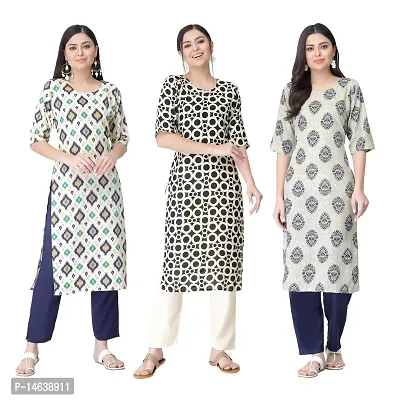 New Crepe Combo Printed Kurtis For Women Pack Of 3