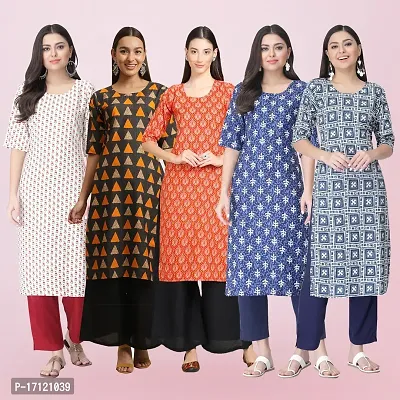 Women Stylish Crepe Printed Straight Kurta