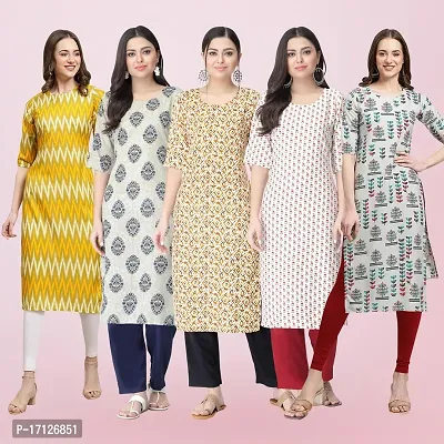 Women Stylish Crepe Printed Straight Kurta