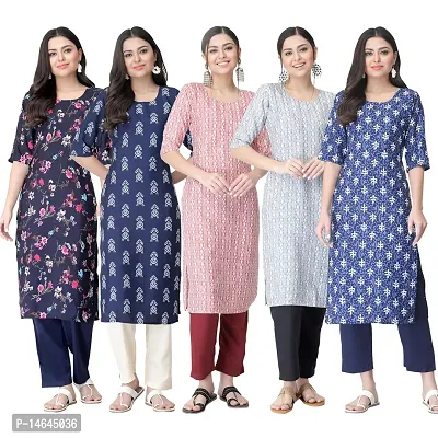 New Crepe Printed Kurtis Combo For Women Pack Of 5