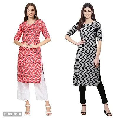 Stylish Digital Printed Women Crepe Kurta- Pack of 2-thumb0