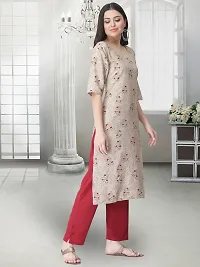 Stylish Beige Crepe Stitched Kurta For Women-thumb3