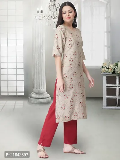 Stylish Beige Crepe Stitched Kurta For Women-thumb4