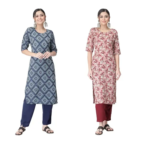 Crepe Combo Printed Kurtis For Women Pack Of 2 Vol 1