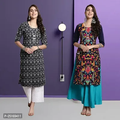 Fancy Crepe Kurtas For Women Pack Of 2-thumb0