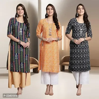 Fancy Rayon Kurtis For Women Pack Of 3-thumb0