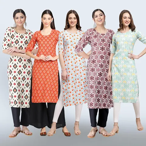 Women Stylish Crepe Straight Kurta Combo