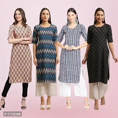 Women Stylish Crepe Printed Straight Kurta-thumb0