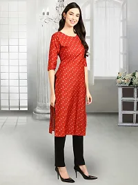 Stylish Red Crepe Stitched Kurta For Women-thumb2