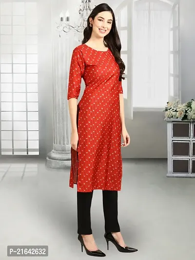 Stylish Red Crepe Stitched Kurta For Women-thumb3