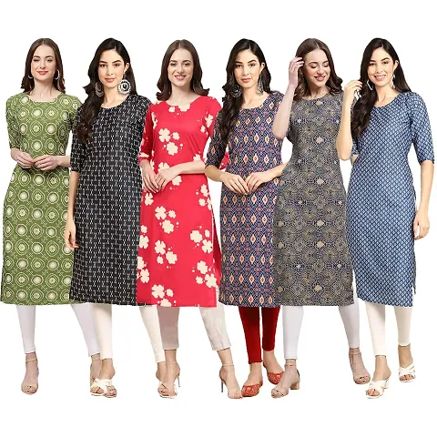 Trendy Crepe Digital Straight Kurta For Women ( Pack Of )