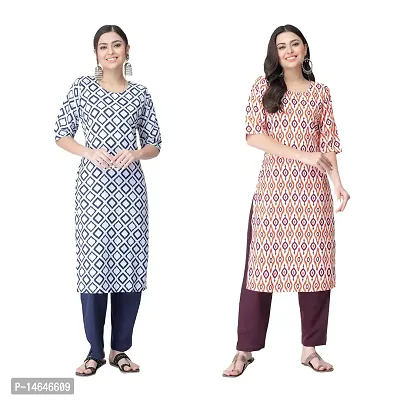 Attarctive Crepe Printed Straight Kurti Combo For Women Pack Of 2