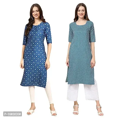 Stylish Digital Printed Women Crepe Kurta- Pack of 2-thumb0