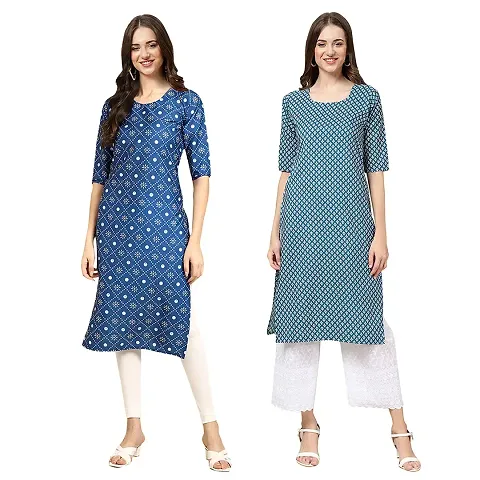 Stylish Digital Woman Crepe Kurtis Pack of 2