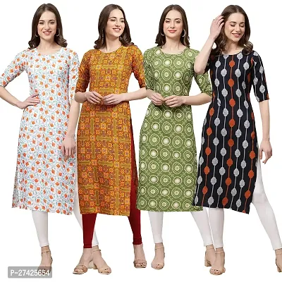 Stylish Multicoloured Crepe Stitched Kurta For Women Pack of 4-thumb0